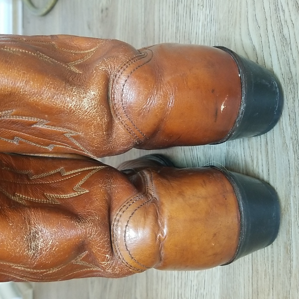 Miller Stockman Mens Cognac Cowboy Boots Size 7 1/2 - Picture 6 of 12